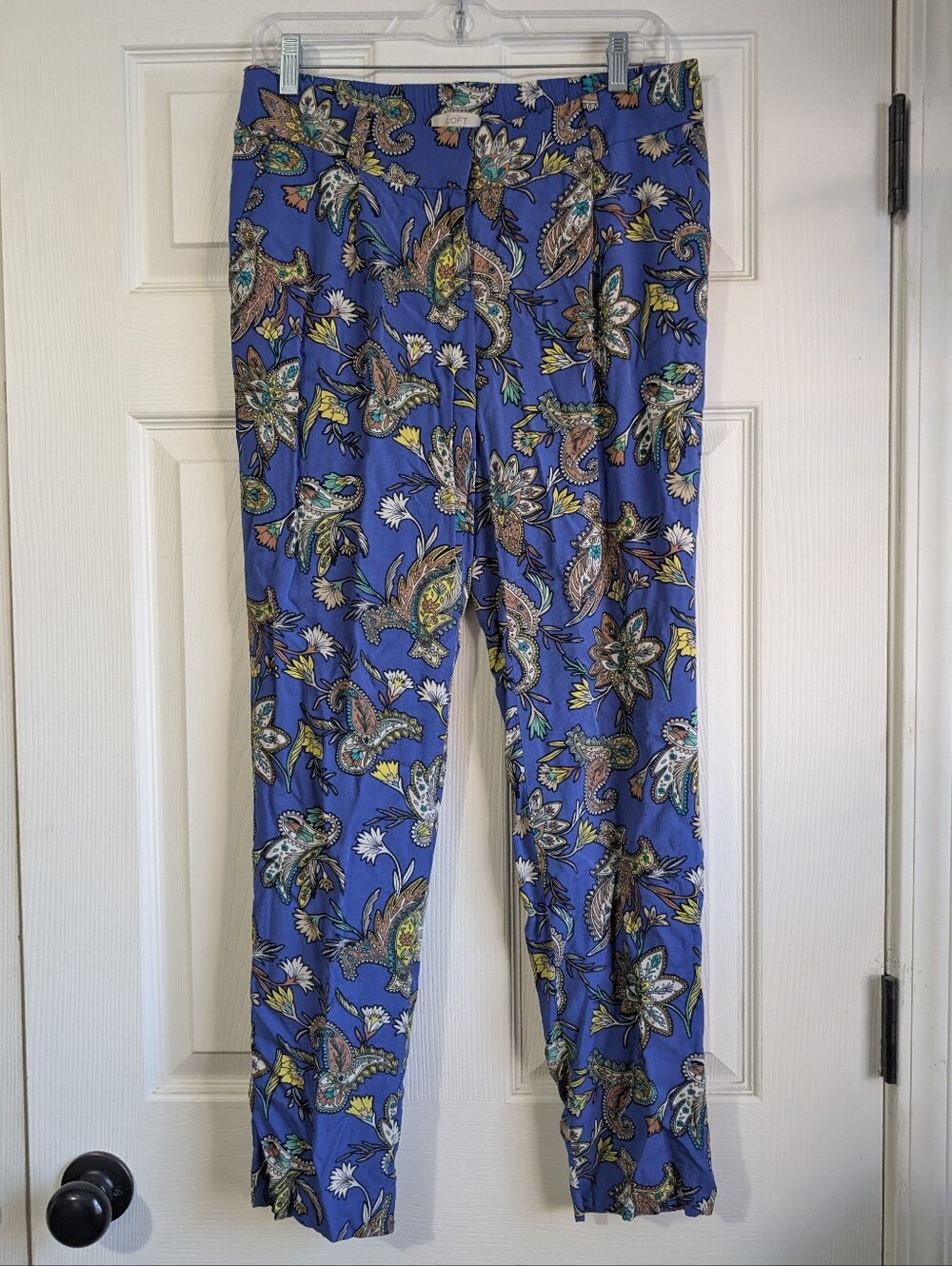 LOFT Blue Paisley-Print Slim Leg Ankle Pants Size 2